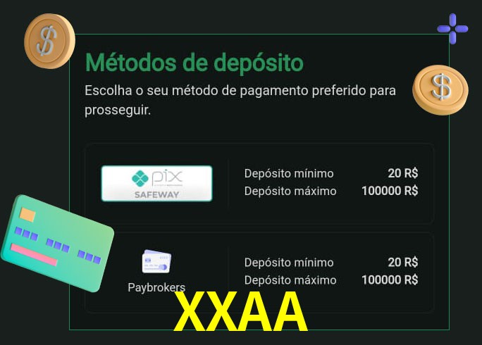O cassino XXAA oferece uma grande variedade de métodos de pagamento